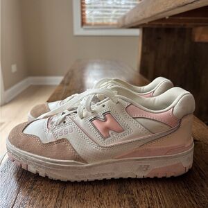 New Balance 550 White and Pink Sneakers